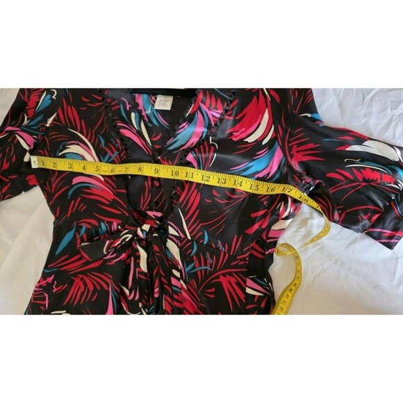 Vertigo Paris Silk Dress Womens Medium Side Zip Tie Black Floral Red Colorful - Picture 5 of 11